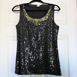 Fully Sequined Embellished Festive Tank Top